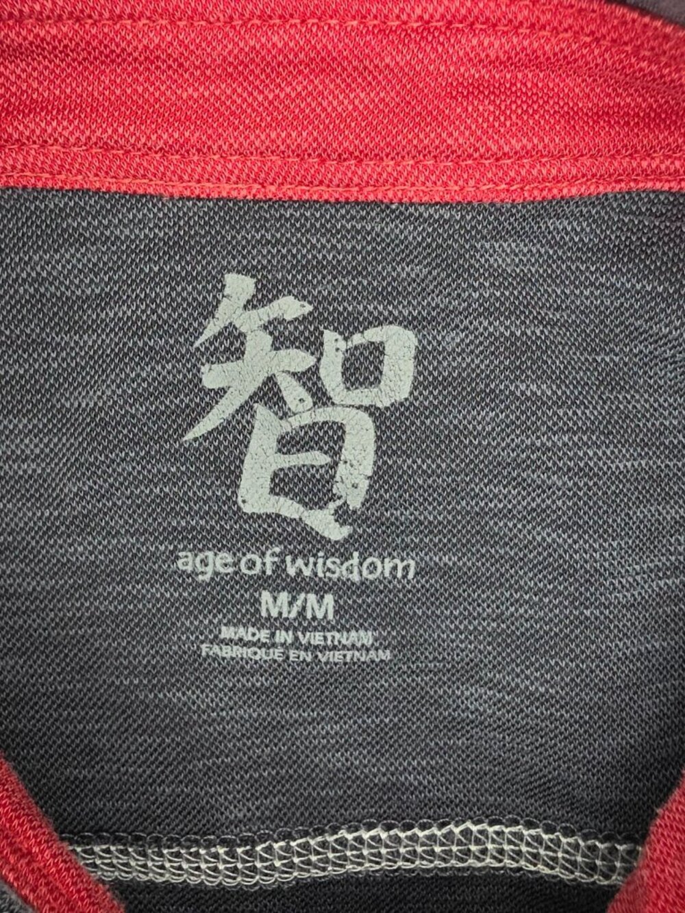 Age of Wisdom Polo Shirt Mens Medium Gray Contrasting Collar Golf Short Sleeve - Picture 3 of 8